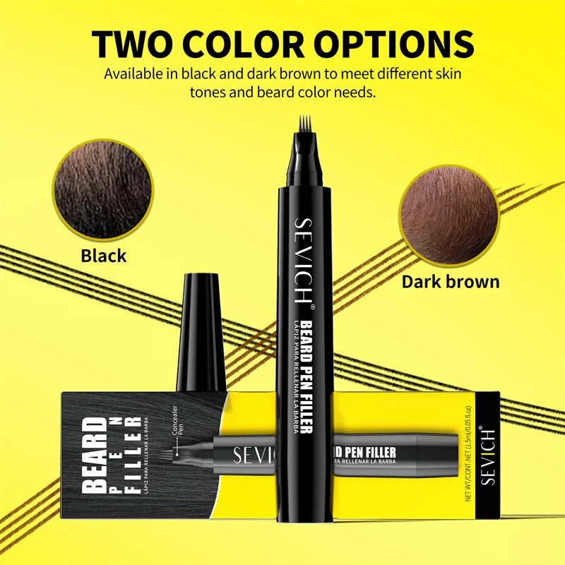 New Beard Filling Pen with Brush Kit Four Prong Beard Coloring