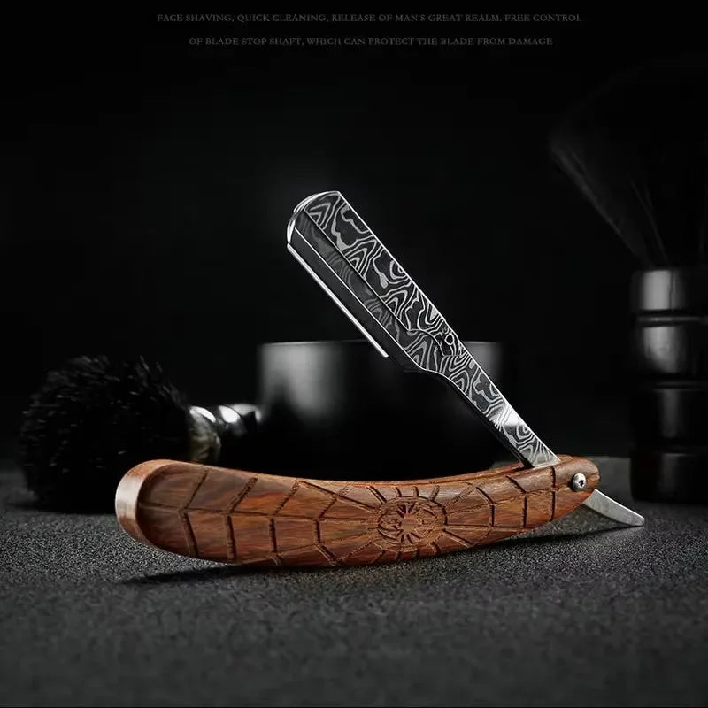 Stainless Steel Folding Shave Knife Handle Beard Straight Razor