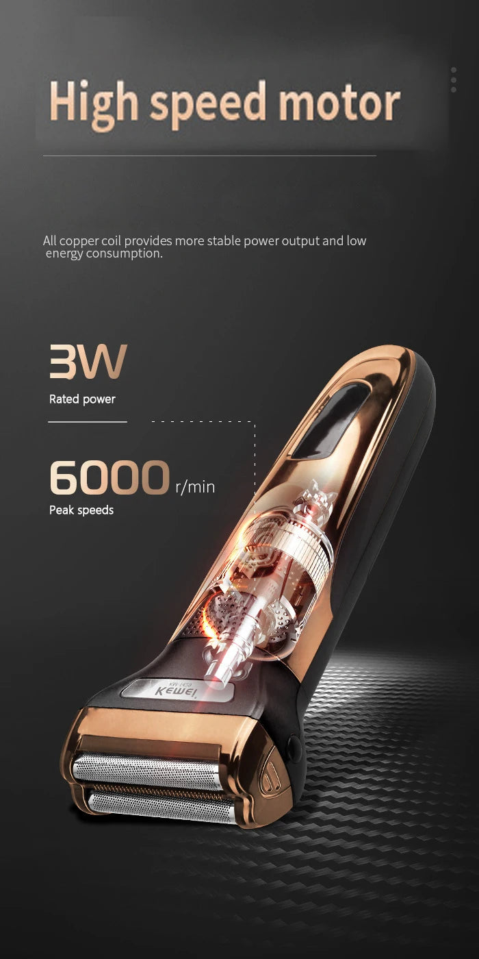 Kemei 3 In 1 Powerful Electric Shaver Facial Body Hair Trimmer KM-1429