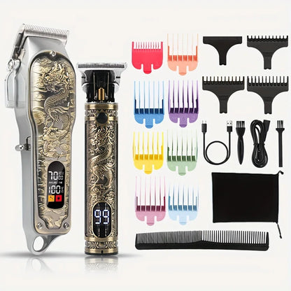 2pcs Set Professional Hair Clippers Set, Cordless Portable Electric Shaver