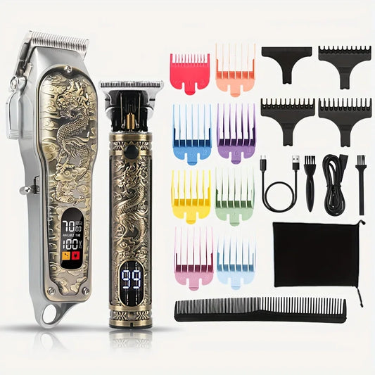 2pcs Set Professional Hair Clippers Set, Cordless Portable Electric Shaver