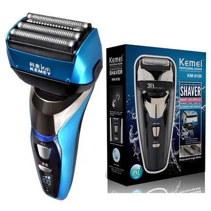 Original Kemei 4-Blade Rechargeable Electric Shaver 3-Speed Beard For Men