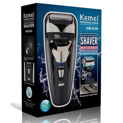 Original Kemei 4-Blade Rechargeable Electric Shaver 3-Speed Beard For Men