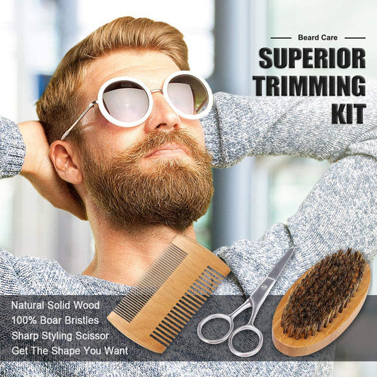 Men's Beard Trimming Cleaning Scissors Comb Suit