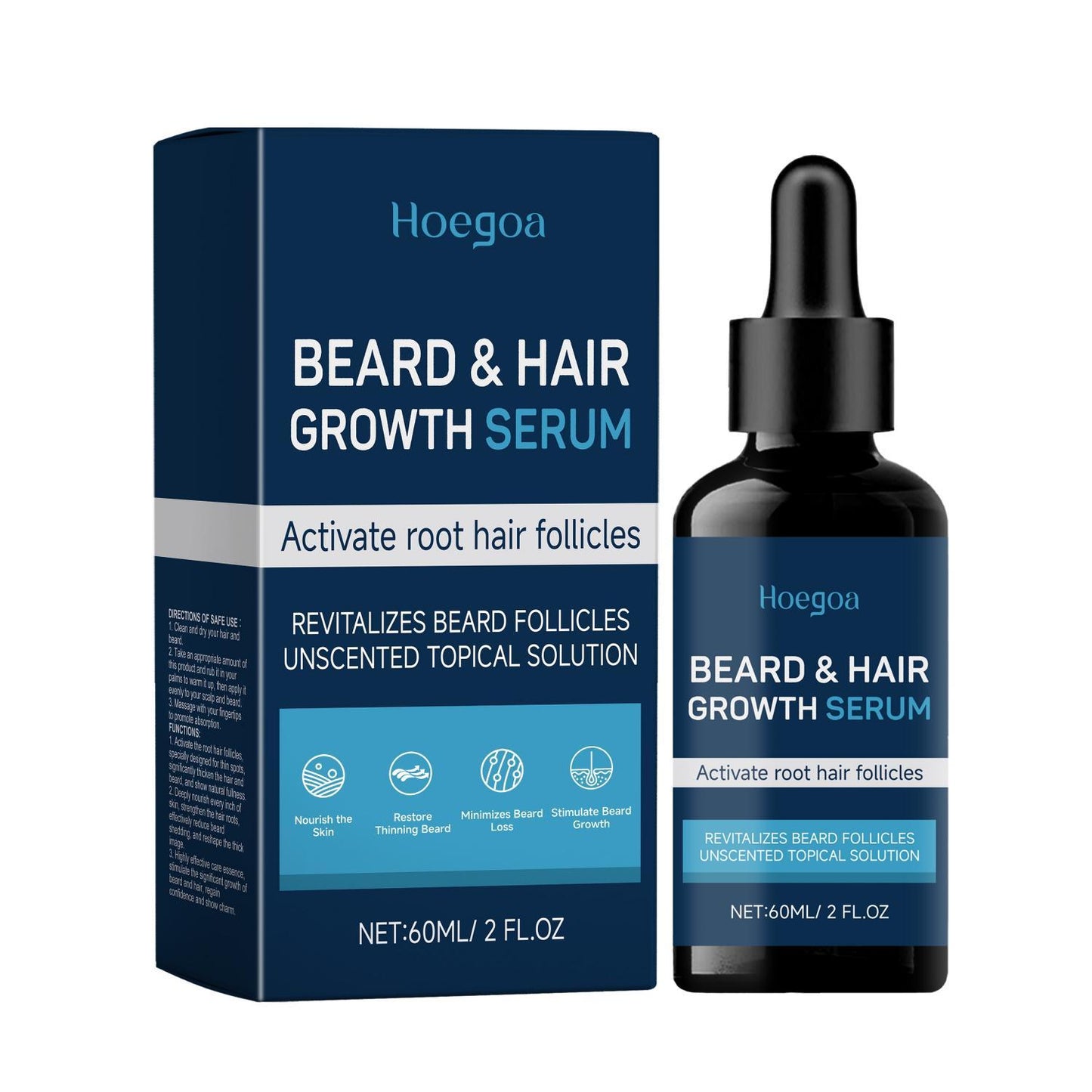 Beard Growth Serum - Natural Hair Growth Oil with Rosemary & Castor Oil Vitamin E