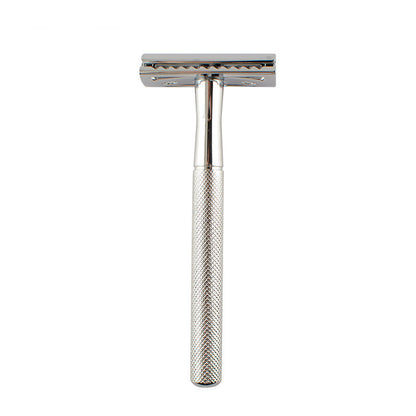 Retro Double-sided Razor With Diamond Pattern And Chrome-plated Handle