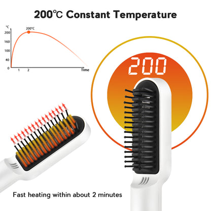 Cordless Curling And Straightening Comb For Barbershop