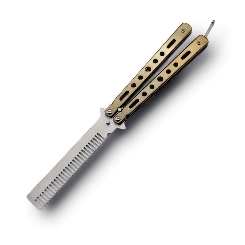 Unbladed Butterfly Comb Practice Knife Folding Comb Hand Exercise Training