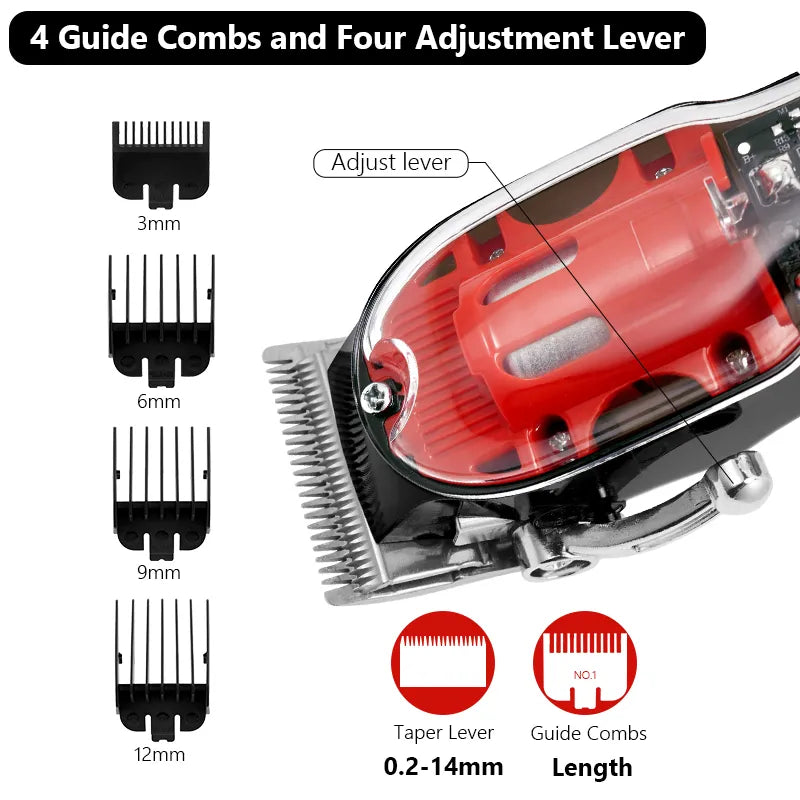 Professional Transparent Cover Hair Clipper for Men Electric Hair Trimmer