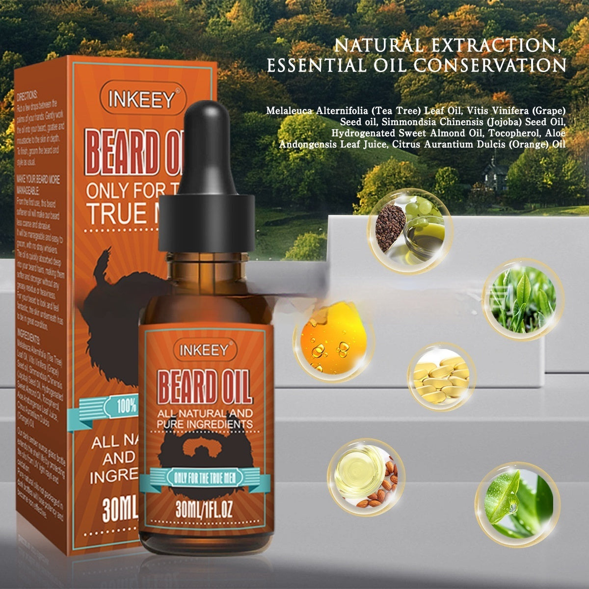 Beard Growth Care Set - Grape Seed Oil Vitamin E Beard Grooming Kit All Skin Types