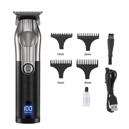 LCD Digital Display USB Charging Retro Oil Head Carving Hair Clipper