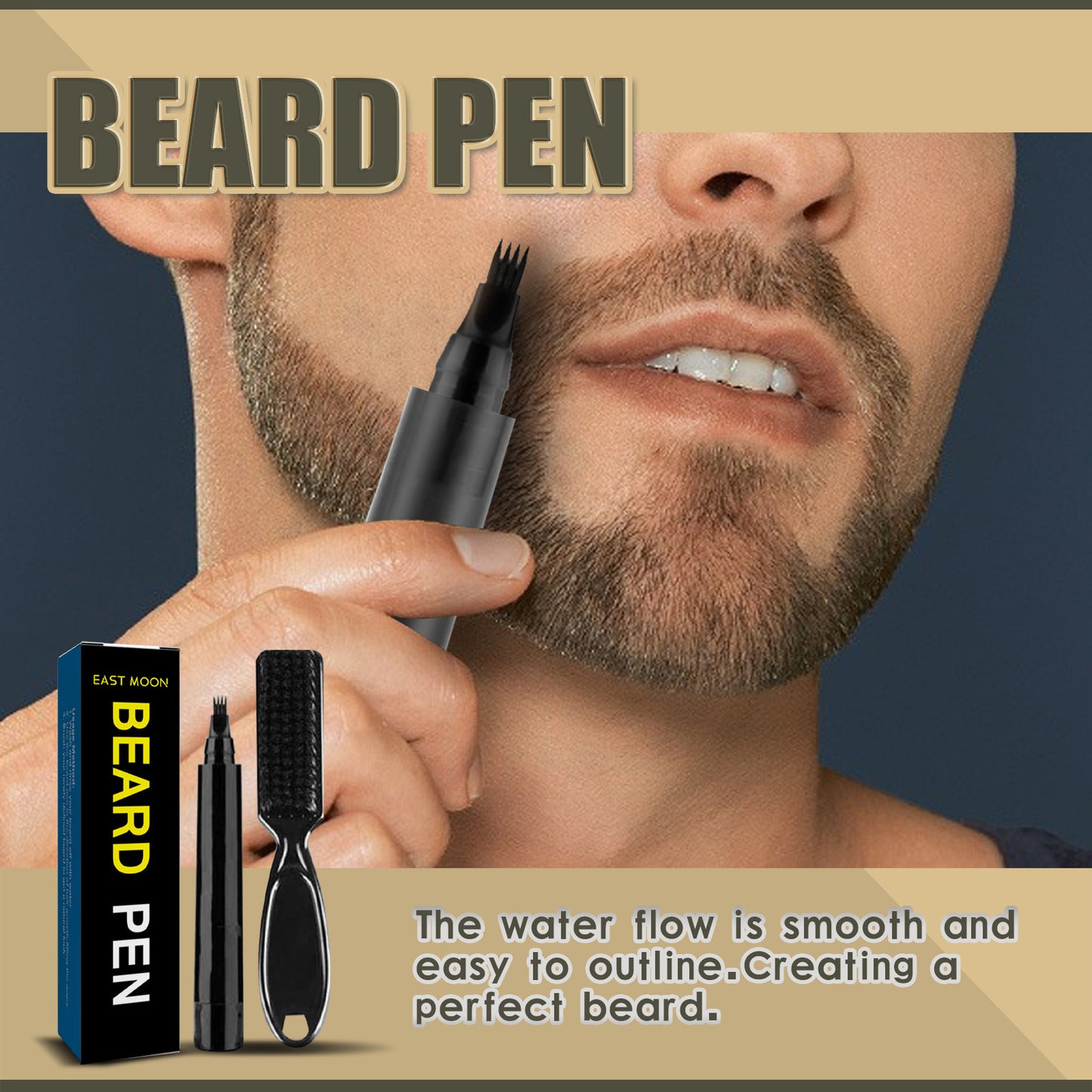 Waterproof Beard Pen Beard Filler Pencil And Brush
