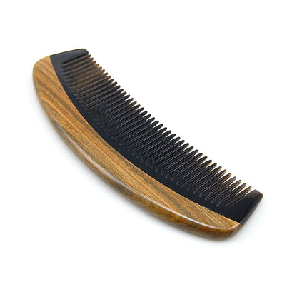 Natural Green Sandalwood Horn Comb Moon Sandalwood