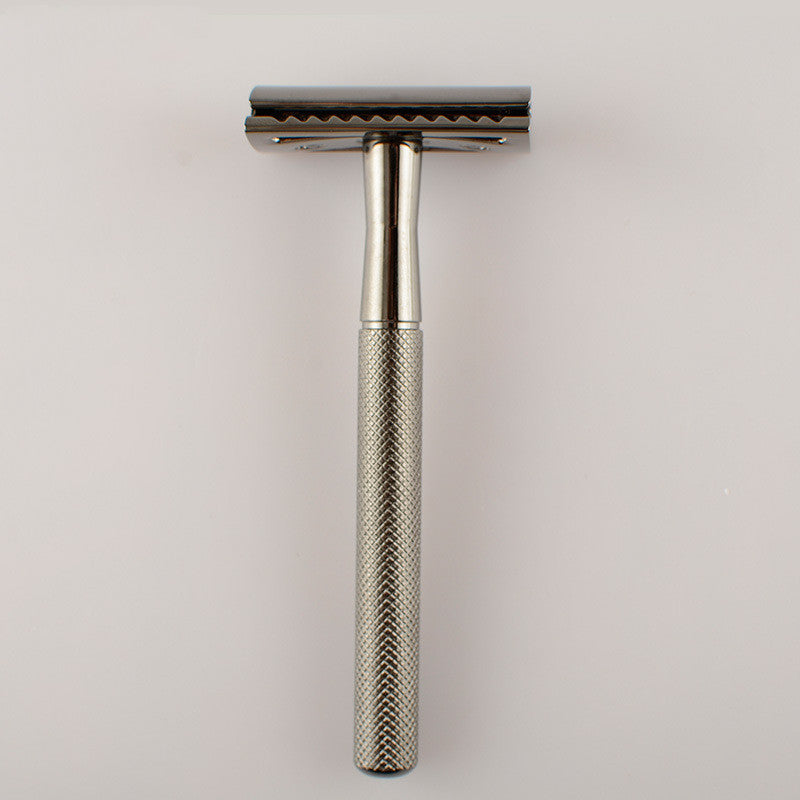 Retro Double-sided Razor With Diamond Pattern And Chrome-plated Handle