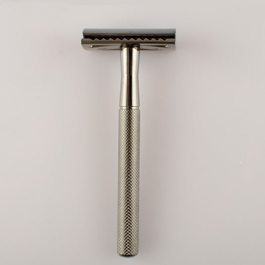 Retro Double-sided Razor With Diamond Pattern And Chrome-plated Handle