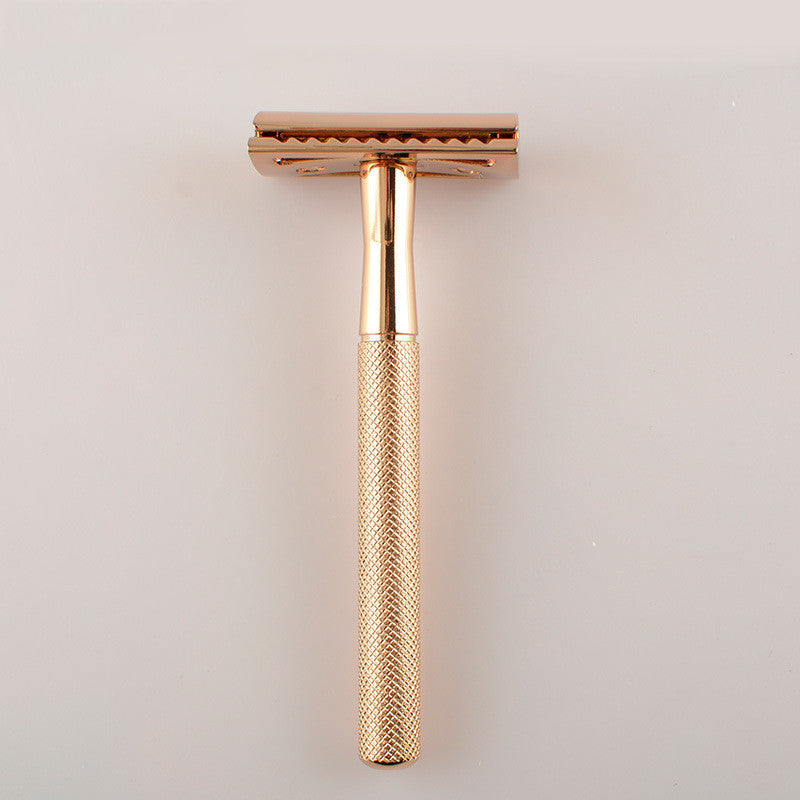 Retro Double-sided Razor With Diamond Pattern And Chrome-plated Handle