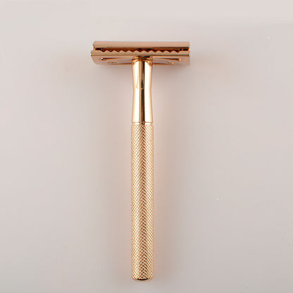 Retro Double-sided Razor With Diamond Pattern And Chrome-plated Handle