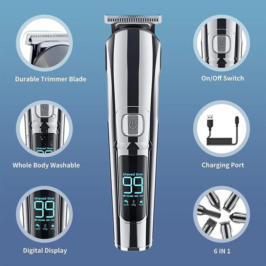 Multifunctional Six-in-one Hair Clipper Rechargeable Shaver