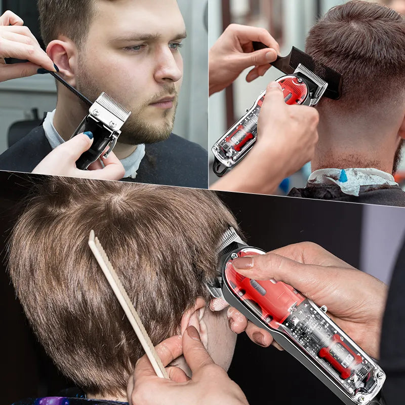 Professional Transparent Cover Hair Clipper for Men Electric Hair Trimmer