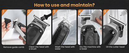 Professional Men's Hair Clipper Kit Cordless Trimmer