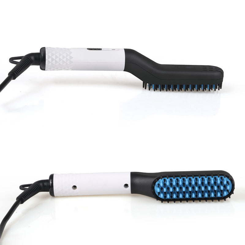 2 in1 Hair Straightener Brush Heating Beard Clip Comb Styler Electric Ionic Straightening Brush