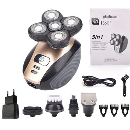 5-Head Electric Shaver 5-In-1 Rechargeable Razor