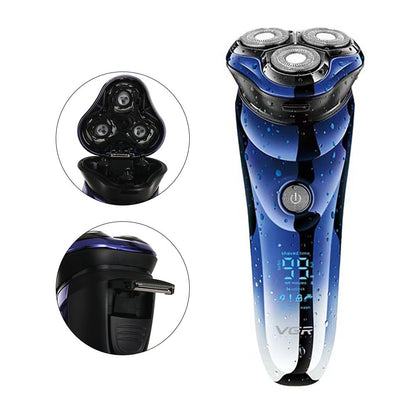 Men's USB Rechargeable LED Digital Display Three-head Electric Shaver