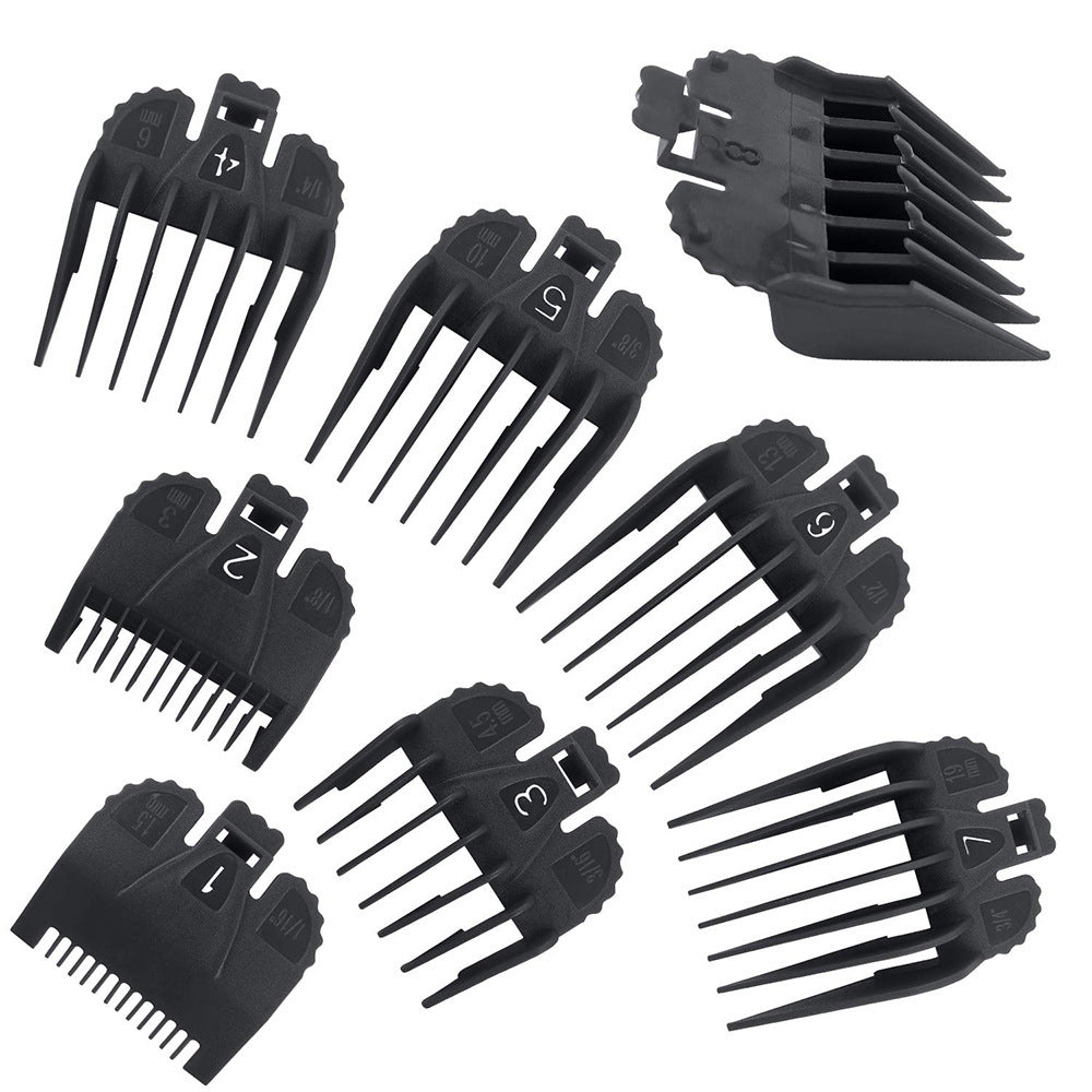 Hair Clipper Positioning Comb 8-piece Plastic Black Caliper Electric Clipper