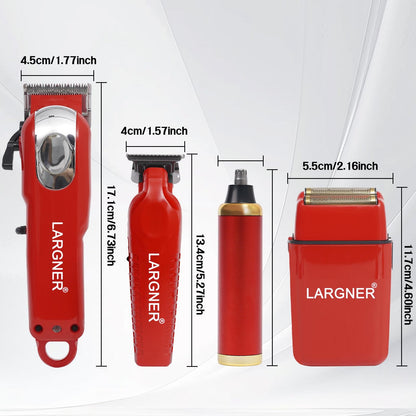 LARGNER 4-Piece Set For Men - Red Hair Clipper Trimmer