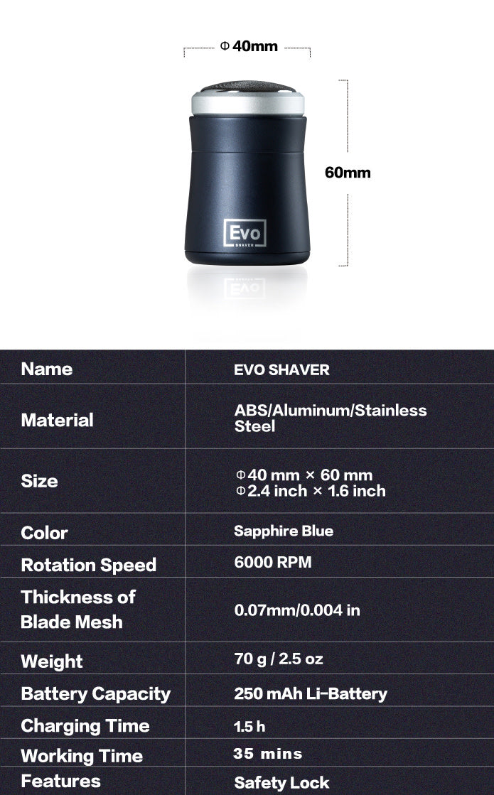 EVO SHAVER World's Smallest Shaver Ever Travel Men's Shaver