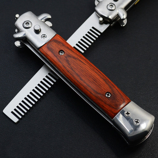 Automatic Stainless Steel Combs Foldable Spring Pocket Comb