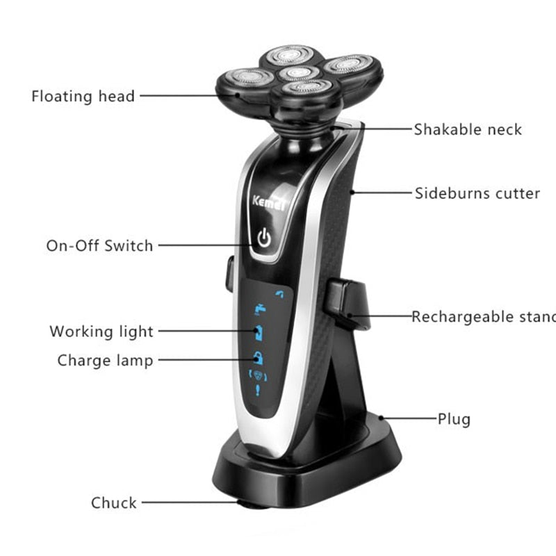 Washable facial beard grooming electric