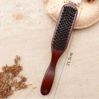 Wood Handle Hair Brush Hard Boar Bristle Combs