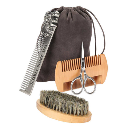 Men Beard Oil Kit Stainless Steel Beard Brush Comb