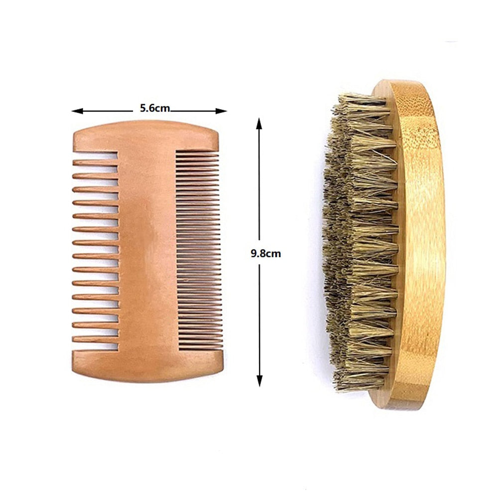 Natural Beard Comb Set Double Beard Oil Head