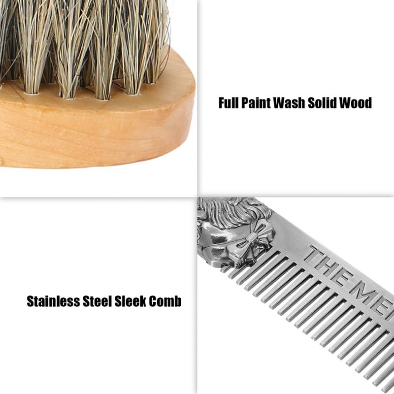 Beard Brush Set Double-sided Styling Comb Scissor
