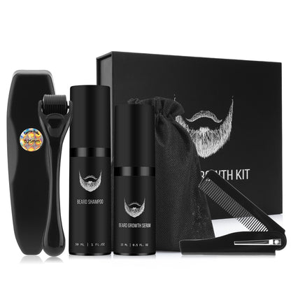 Growth Oil For Men Beard Growth Serum Roller Comb Kit