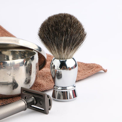 100% Pure Badger Shaving Brush Alloy Metal Handle