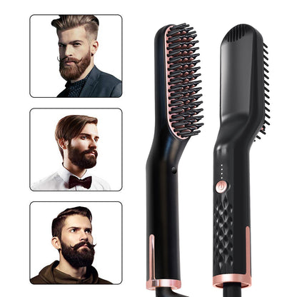 Men Beard Straightener Hot Heating Comb Electric Brush