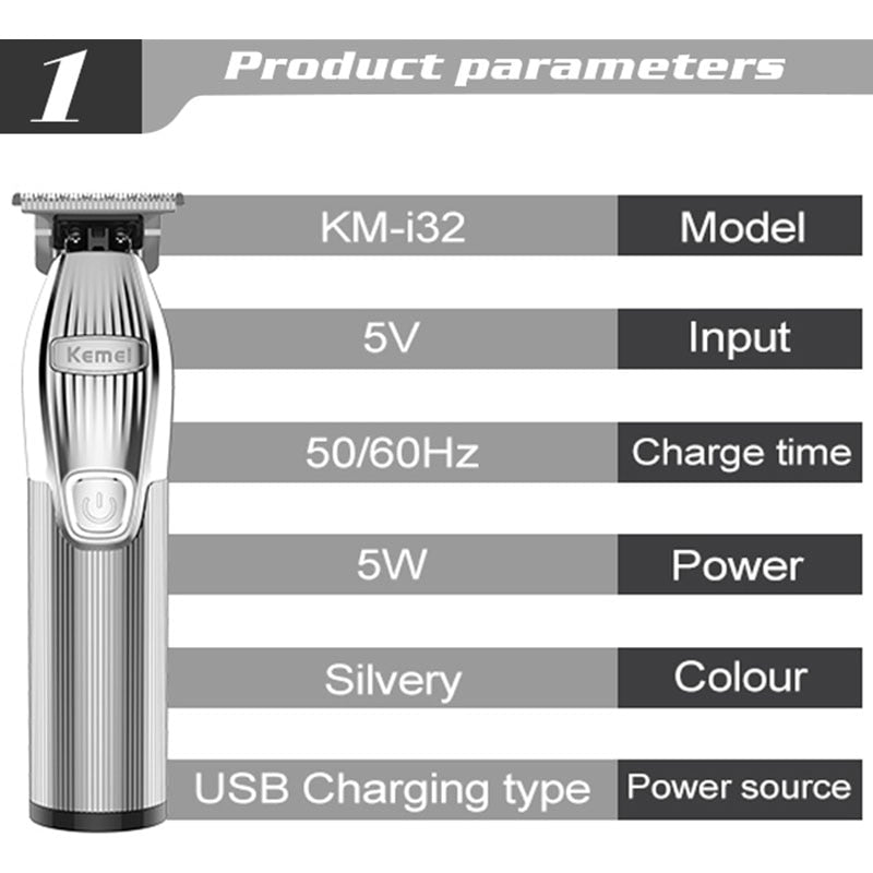 Cordless hairdressing hair clipper rechargeable