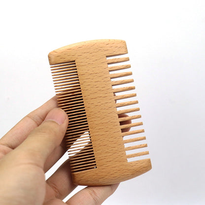 Custom Logo Wood Beard Brush And Comb Set