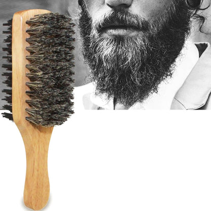 Men Boar Bristle Hair Brush Natural Wooden Brush