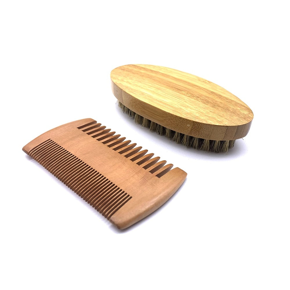 Natural Beard Comb Set Double Beard Oil Head