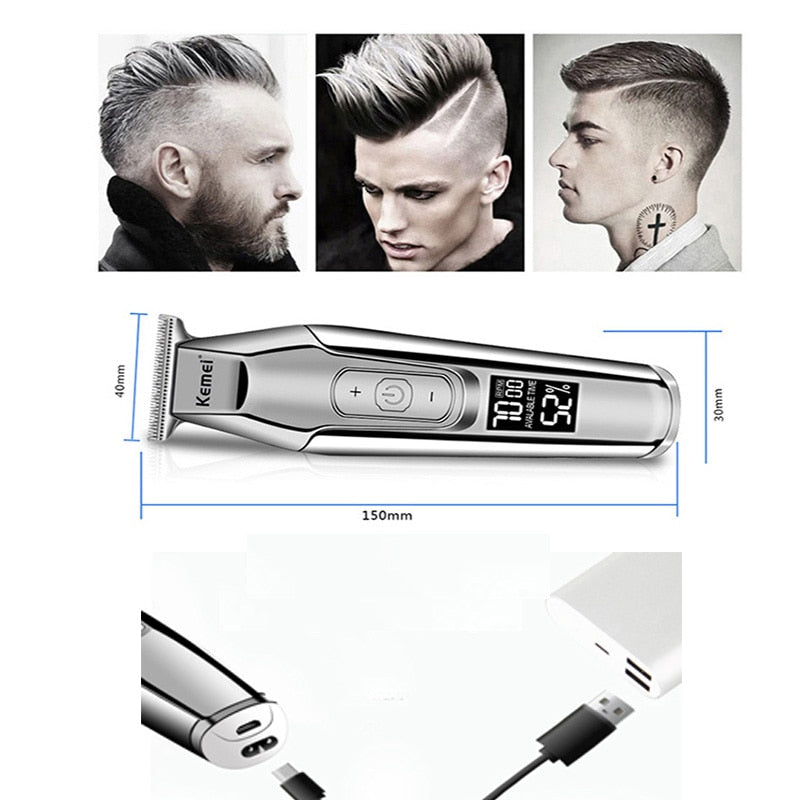 Electric Hair Clippers Trimmer LCD Display