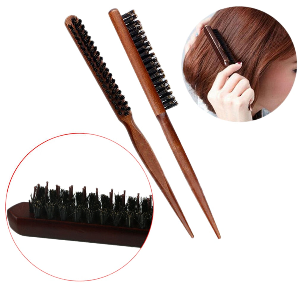 Men Boar Bristle Hair Brush Natural Wooden Brush