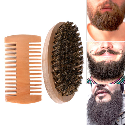 Professional Soft Boar Bristle Wood Beard Brush