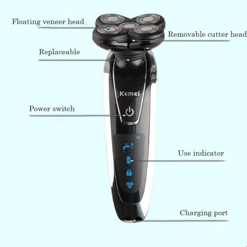 Washable facial beard grooming electric