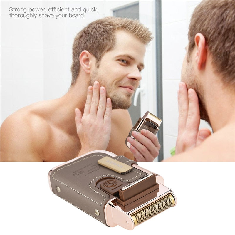 Leather Wrapped Men Shaver Electric