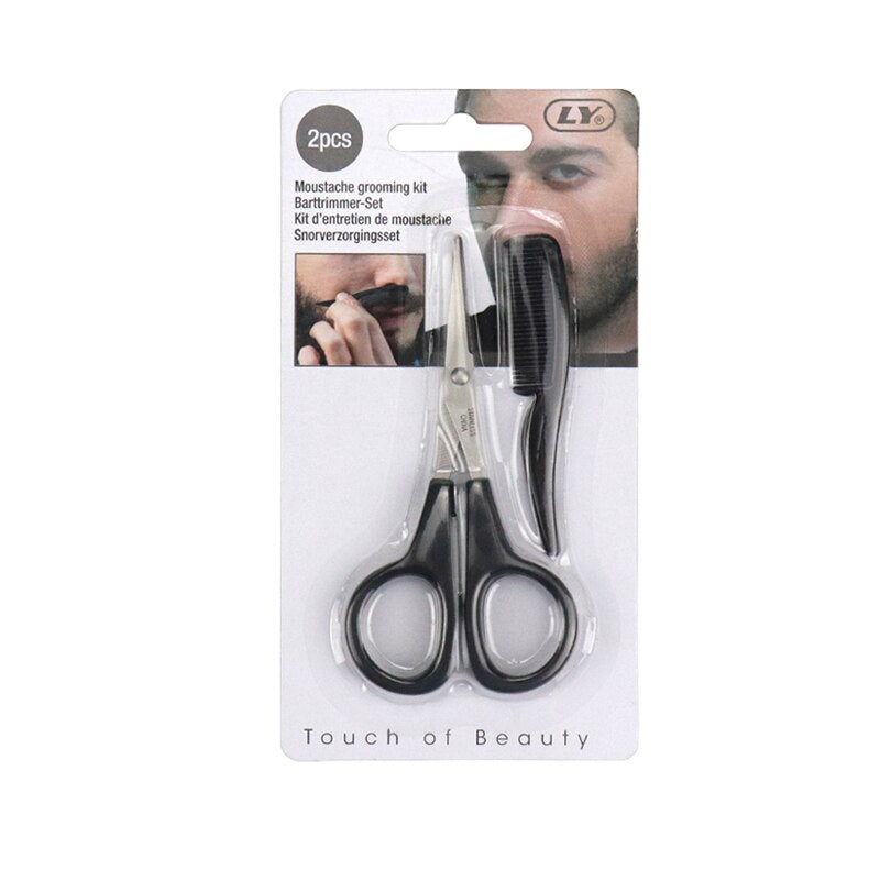 Men's Beard Scissors Set Mini Facial Beard Clean Comb