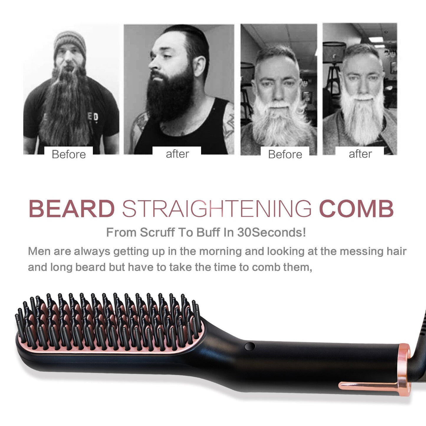 Men Beard Straightener Hot Heating Comb Electric Brush